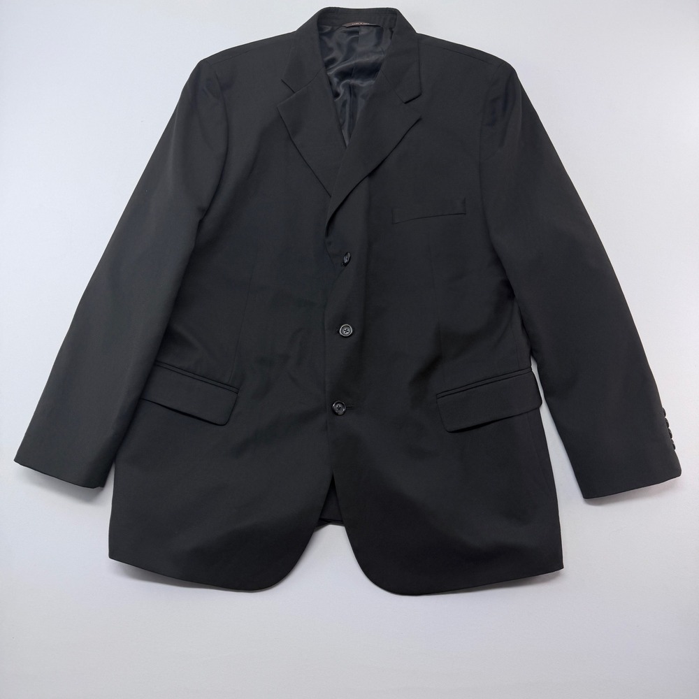 Merona Mens Black Three Button Blazer Sport Coat Jacket 48R Regular